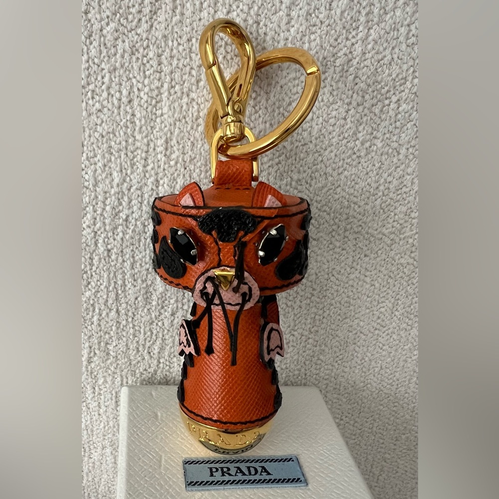 Prada Tiger Saffiano Keychain Bag Charm new with box.